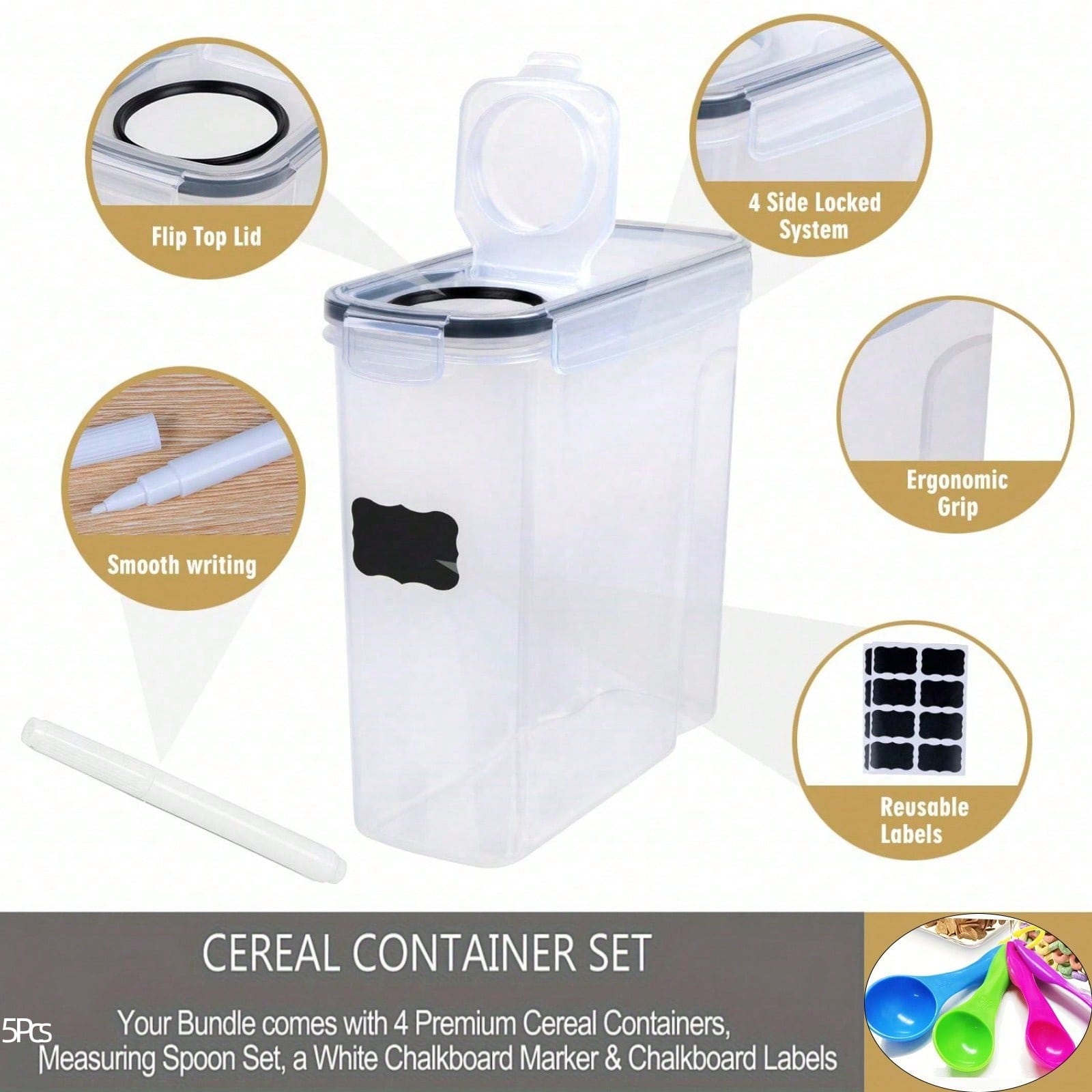 4 Pack Airtight Cereal & Dry F - Kitchen Gadgets Organizer review and price